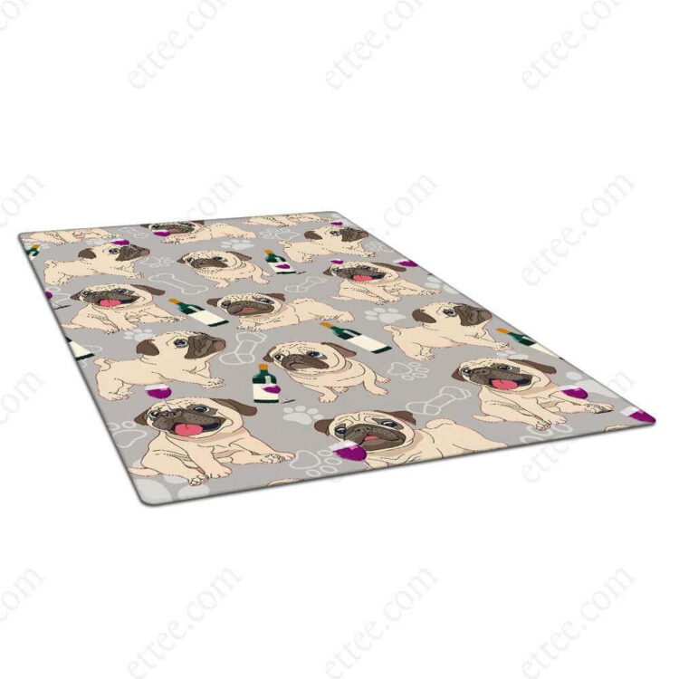 Pug Drinking Wine Rug. Unique Decor Gift For Dog Lovers - Ettee - Dog Lovers