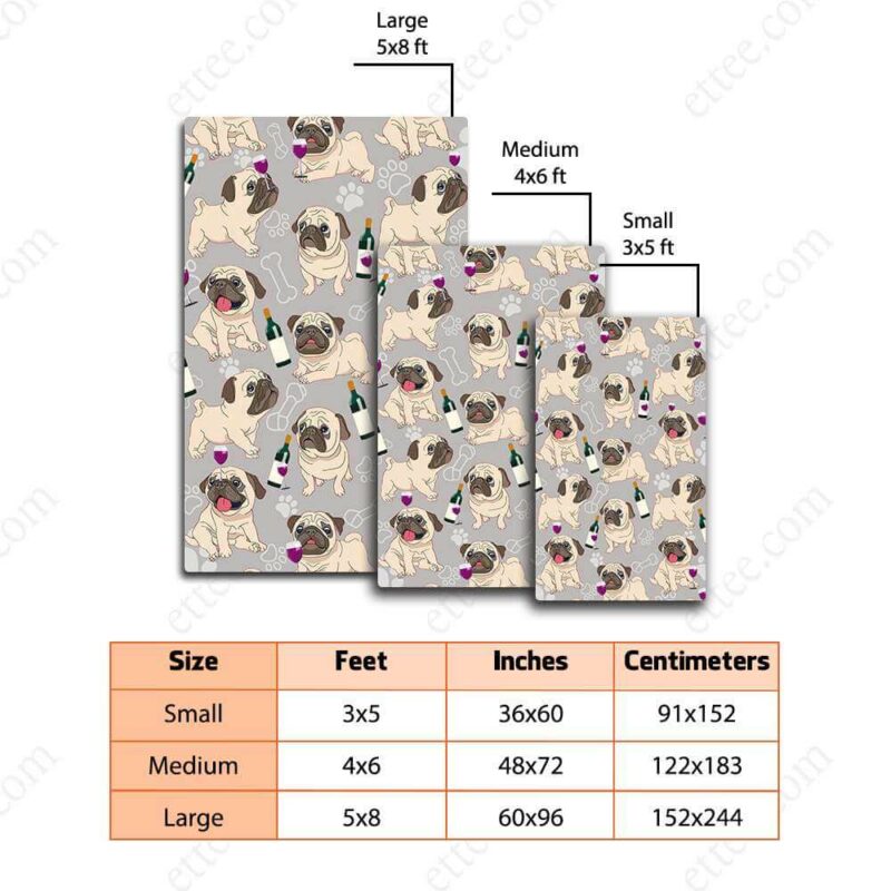 Pug Drinking Wine Rug. Unique Decor Gift For Dog Lovers - Ettee - Dog Lovers