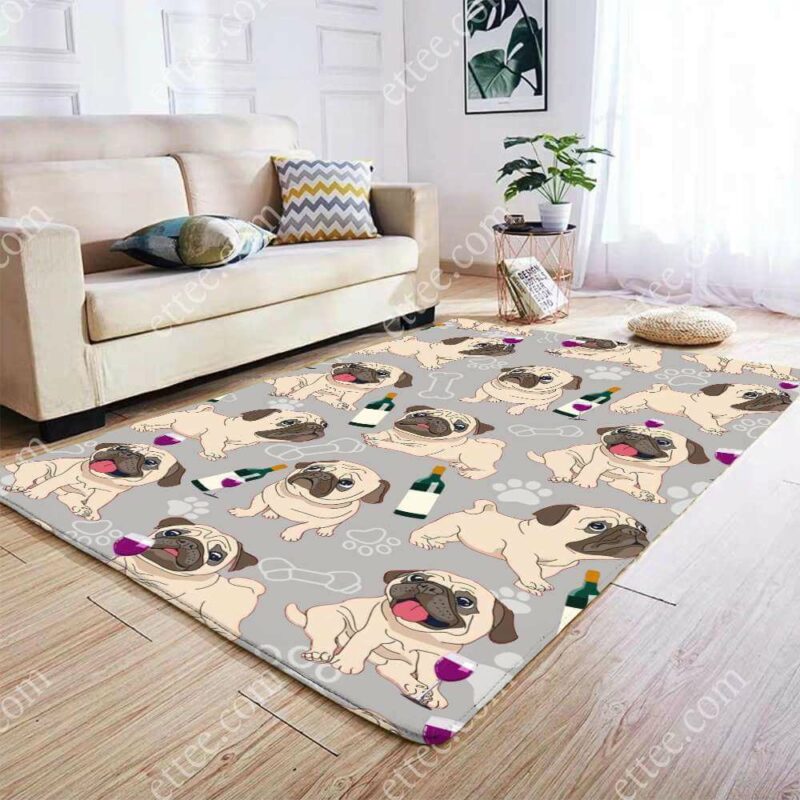 Pug Drinking Wine Rug. Unique Decor Gift For Dog Lovers - Ettee - Dog Lovers