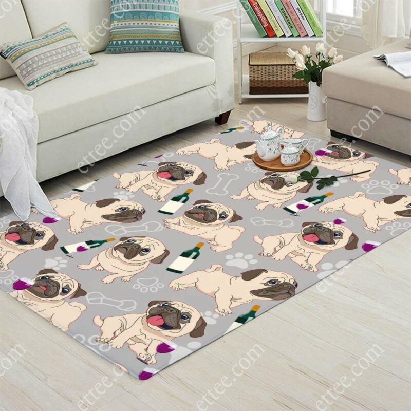 Pug Drinking Wine Rug. Unique Decor Gift For Dog Lovers - Ettee - Dog Lovers