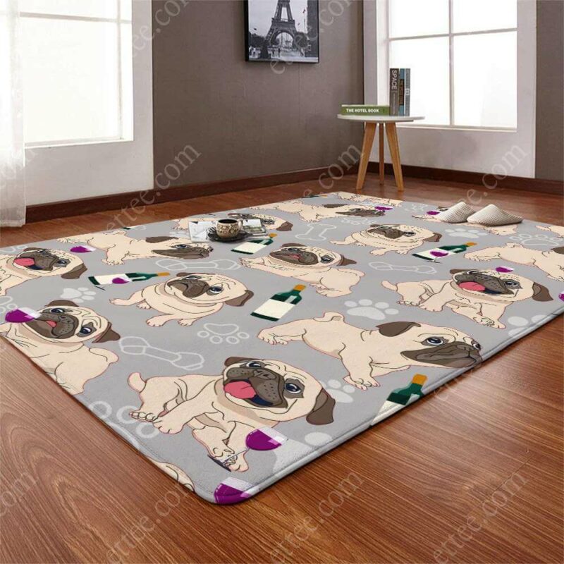 Pug Drinking Wine Rug. Unique Decor Gift For Dog Lovers - Ettee - Dog Lovers