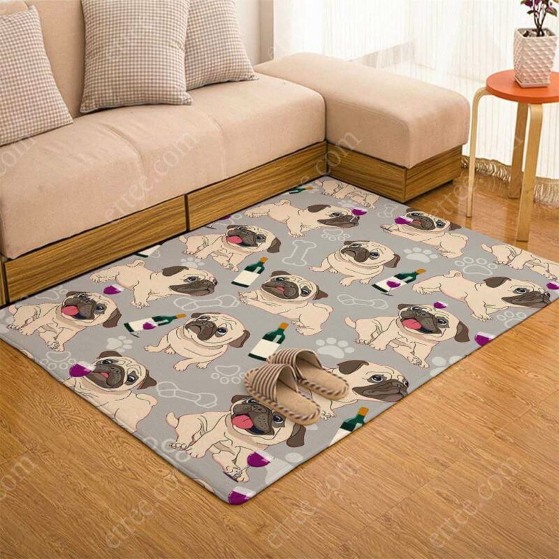 Pug Drinking Wine Rug. Unique Decor Gift For Dog Lovers - Ettee - Dog Lovers