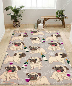 Pug Drinking Wine Rug. Unique Decor Gift For Dog Lovers - Ettee - Dog Lovers