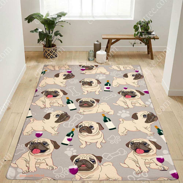 Pug Drinking Wine Rug. Unique Decor Gift For Dog Lovers - Ettee - Dog Lovers