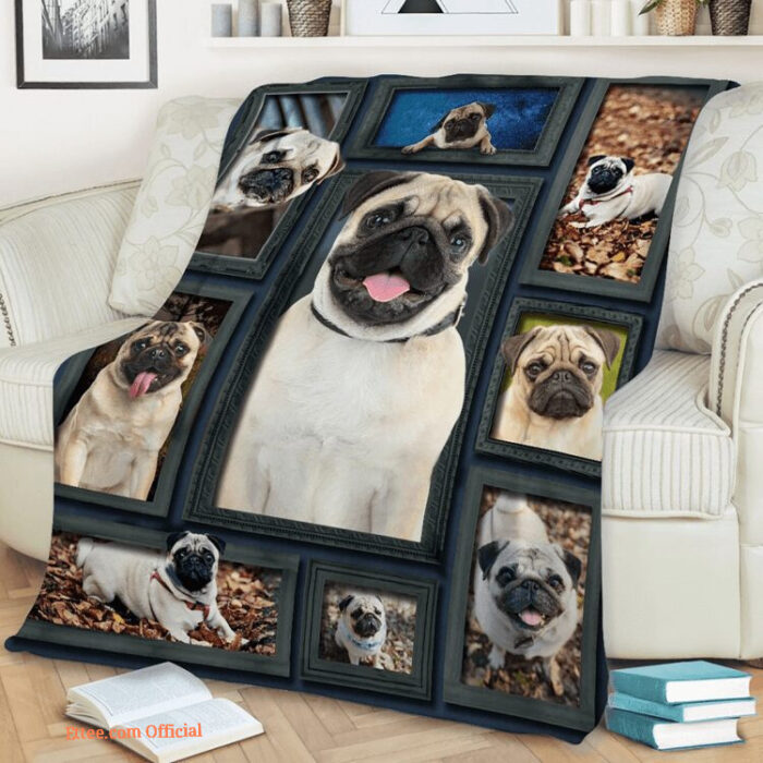 Pug Pattern Quilt Blanket. Lightweight And Smooth Comfort - Super King - Ettee