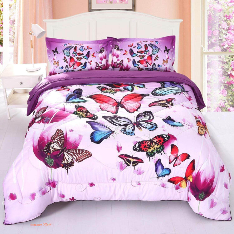 Purple Butterfly Bedding Comforter Sets - King - Ettee