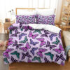 Purple Butterfly Girls Teen Kids Quilted Bedspread Quilt Bedding Set - King - Ettee