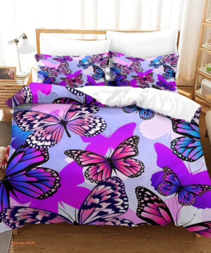 Purple Butterfly Quilt Set Bedding Set - King - Ettee