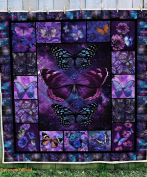 Purple Collection Butterfly Flower Animal Nature Lover Vintage Quilt Blanket - Super King - Ettee