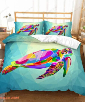 Purple Rainbow Colored Sea Turtle Bed Sheets Duvet Cover Bedding Set Great Gifts For Birthday Christmas Thanksgiving - King - Ettee