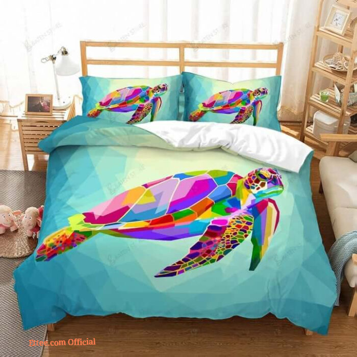 Purple Rainbow Colored Sea Turtle Bed Sheets Duvet Cover Bedding Set Great Gifts For Birthday Christmas Thanksgiving - King - Ettee