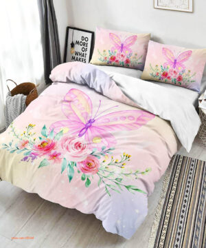 Rainbow Butterfly Rainbow Flower Butterfly Bedding Set - King - Ettee