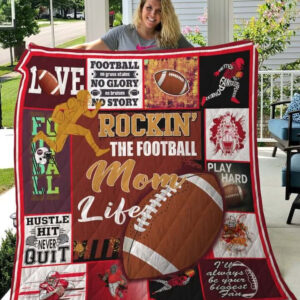 Rockin The Football Mom Life Quilt Blanket Great Customized Gifts For Birthday Christmas Thanksgiving Mother's Day - Ettee - Birthday