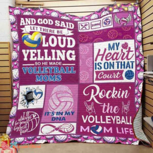 Rockin' The Volleyball Mom Life Quilt Blanket Great Customized Blanket - Super King - Ettee