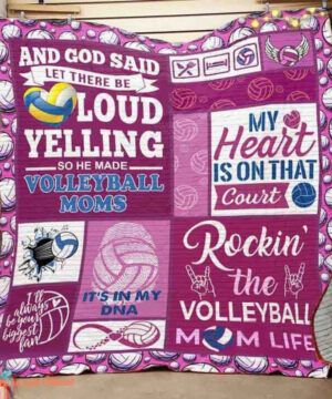 Rockin' The Volleyball Mom Life Quilt Blanket Great Customized Blanket - Super King - Ettee