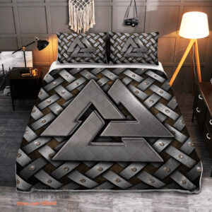 Silver Valknut Symbol - Viking Quilt Bedding Set - King - Ettee