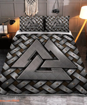 Silver Valknut Symbol - Viking Quilt Bedding Set - King - Ettee