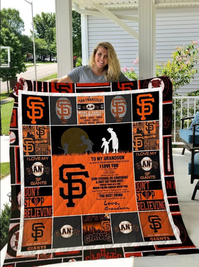 San Francisco Giants To My Grandson Quilt Blanket Grandmom Always Remember How Much I Love You Great - Ettee - grandmom
