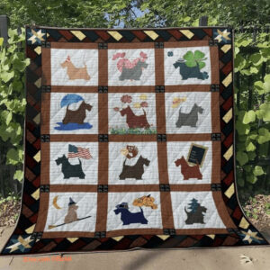 Scottish Terrier Cosplay Witch Pumpkin Pet Dog Lover Quilt Blanket - Super King - Ettee