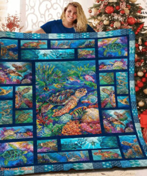 Sea Turtle Animal Lovers Coral Fish Ocean Creature Summer Quilt Blanket - Super King - Ettee