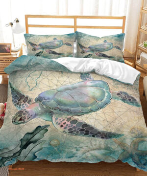 Sea Turtle Ocean Sea Turtle Bedding Set. Luxurious Smooth And Durable - King - Ettee