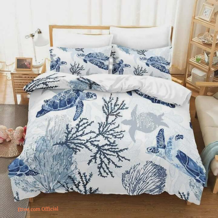 Sea Turtle In The Ocean Cotton Bed Sheets Spread Comforter Duvet Cover Bedding Sets1 - Ettee - Bedding Sets