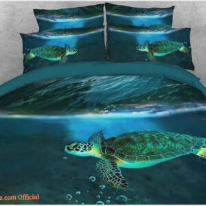 Sea Turtle and Dark Blue Sea Soft Warm Cotton Bed Sheets Spread Comforter Duvet Cover Bedding Sets - King - Ettee