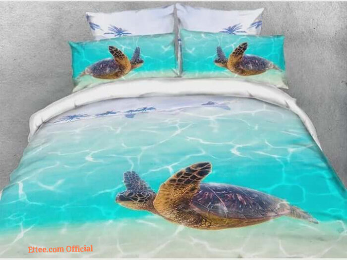 Sea Turtle and Sea Soft Warm Cotton Bed Sheets Spread Comforter Duvet Cover Bedding Sets - King - Ettee