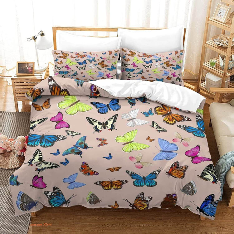Set Butterfly Bedding Set. Smooth And Durable. Close Stitching. - King - Ettee