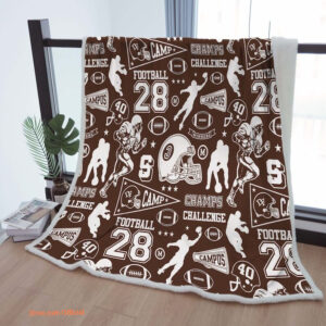 Sherpa Blanket Cozy Graffiti Rugby FField Throw Blankets To Boys Teens Gift Room Decor - Super King - Ettee