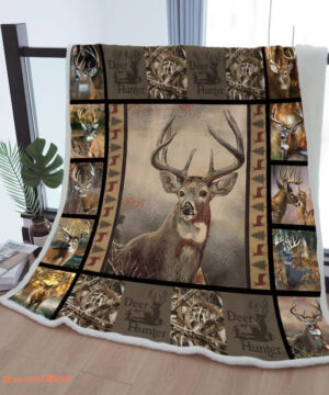 Sherpa Blanket Deer Hunter Cozy Throw Blanket To Mother Grandma Grandpa Gift - Super King - Ettee