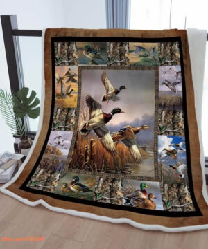 Sherpa Blanket Duck Hunter Cozy Throw Blanket To Mother Grandma Grandpa Gift - Super King - Ettee