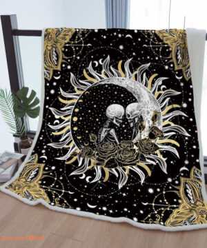 Sherpa Blanket Moon Phase Boho Space Stars Throw Blanket To Mother Grandma Grandpa Gift - Super King - Ettee