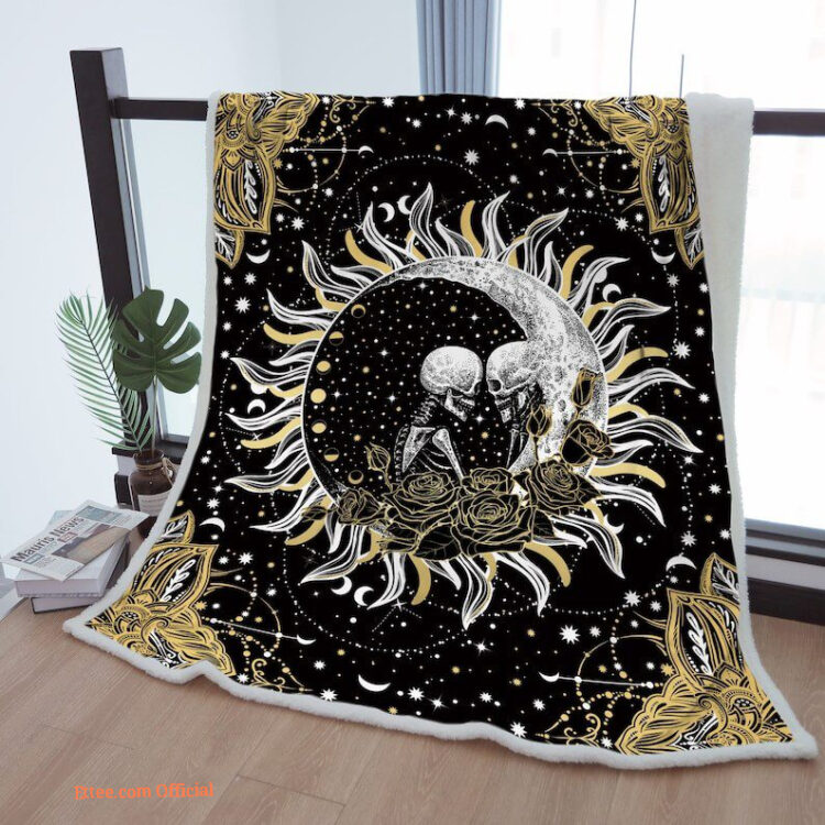 Sherpa Blanket Moon Phase Boho Space Stars Throw Blanket To Mother Grandma Grandpa Gift - Super King - Ettee