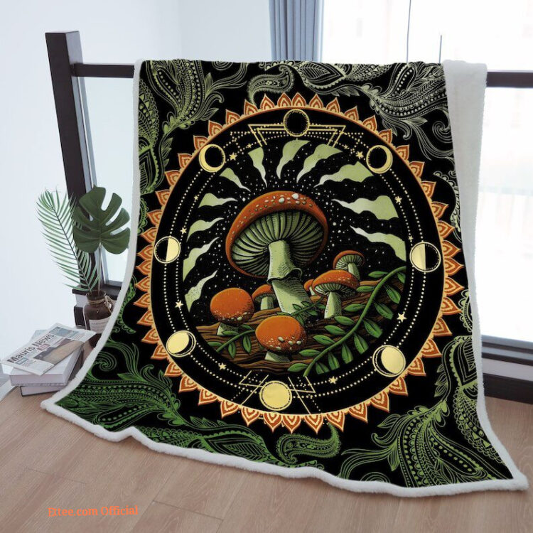 Sherpa Moon Phase Throw Blanket - Perfect Gift for Mother, Grandma, and Grandpa - Boho Style - Super King - Ettee