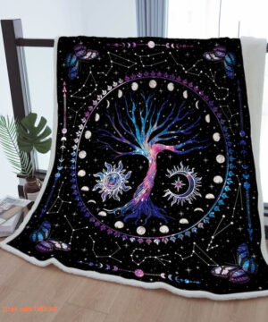 Sherpa Blanket Moon Phase Throw Blanket - Perfect Gift for Mother, Grandma, and Grandpa - Boho Constellation Design - Super King - Ettee