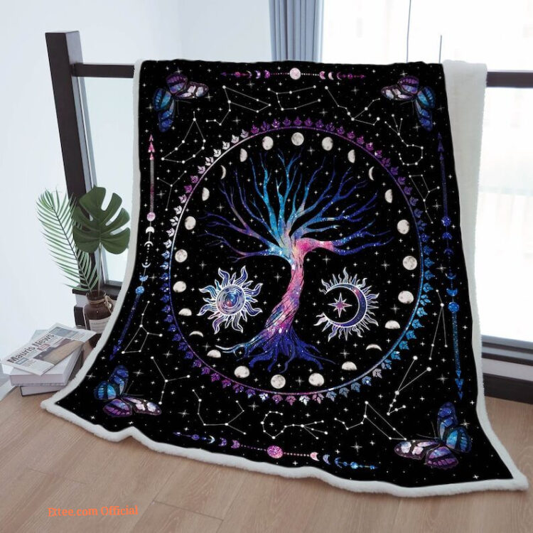 Sherpa Blanket Moon Phase Throw Blanket - Perfect Gift for Mother, Grandma, and Grandpa - Boho Constellation Design - Super King - Ettee