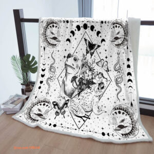 Sherpa Blanket Moon Phase Throw Blankets To Kids Mother Grandma Grandpa Gift Boho Black and White Mushroom Butterfly Decor - Super King - Ettee