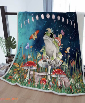 Sherpa Blanket Moon Phase Throw Blankets To Kids Mother Grandma Grandpa Gift Boho Moon Mushroom Butterfly Decor - Super King - Ettee