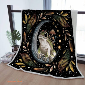 Sherpa Blanket Moon Phase Throw - Kids, Mother, Grandma, Grandpa Gift - Boho Moon Mushroom Butterfly Decor - Super King - Ettee