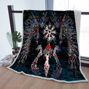 Sherpa Blanket - Viking Prayer Vintage Throw for Mother, Grandma, and Grandpa - Perfect Gift - Super King - Ettee