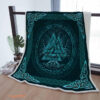 Sherpa Blanket Viking Prayer Vintage Triple Horn of Odin Throw Blanket To Mother Grandma Grandpa Gift - Super King - Ettee