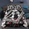 Skull lover 3pcs Comforter set Bedding set Black and White Quilt set For Bedroom - King - Ettee