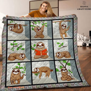 Sloth Cute Action Enjoying Coffee Wild Animal Nature Lovers Cute Quilt Blanket - Super King - Ettee
