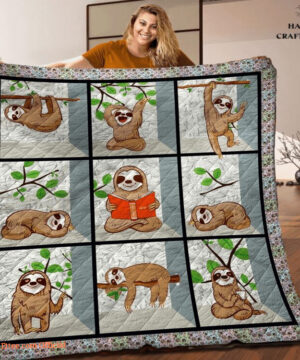 Sloth Cute Action Enjoying Coffee Wild Animal Nature Lovers Cute Quilt Blanket - Super King - Ettee