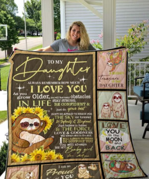 Sloth To My Daughter From Mom Remember How Much I Love You Quilt Blanket Great Customized - Super King - Ettee