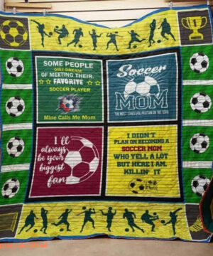 Soccer Mom Blanket From Son Daughter Gifts For Mother Soccer Player Mine Calls Me Mom Quilt Blanket Great Customized Blanket - Super King - Ettee