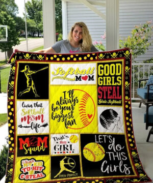 Softball Mom I'll Always Be Your Biggest Fan Quilt Blanket Great - Super King - Ettee