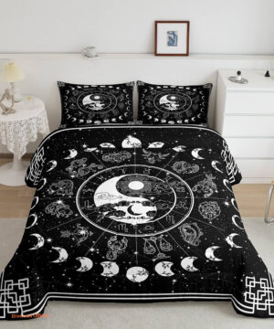 Sun and Moon Comforter Set Full Twelve Constellations Zodiac Bedding Set - King - Ettee