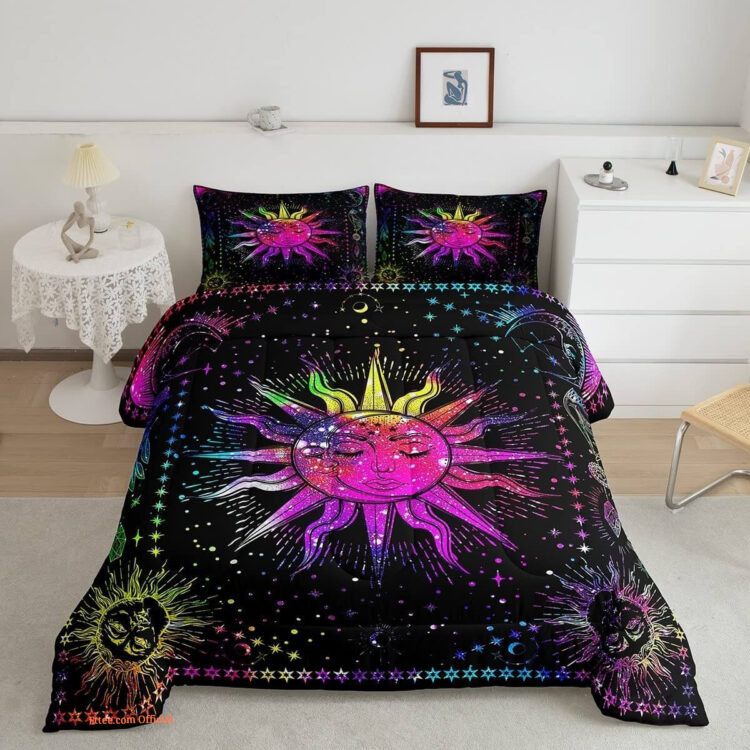 Sun and Moon Psychedelic Mystic Galaxy Bedding Set - King - Ettee
